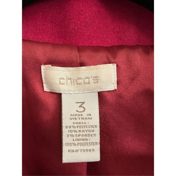 EUC Chico's size 3 (XL) Fuchsia Pink open front jacket - Picture 6 of 6